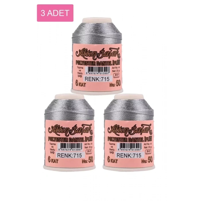 3 Adet Altınbaşak Oya ve Dantel İpi 20 gr - Royaleks - No: 715