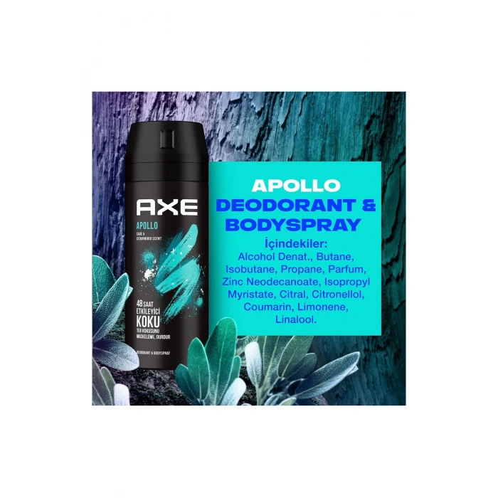 3 Adet Axe Erkek Sprey Deodorant Apollo 48 Saat Etkileyici Koku Vücut Spreyi 150 ml