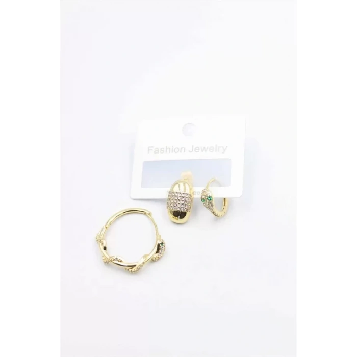 3lü Yılan Küpe - Altın