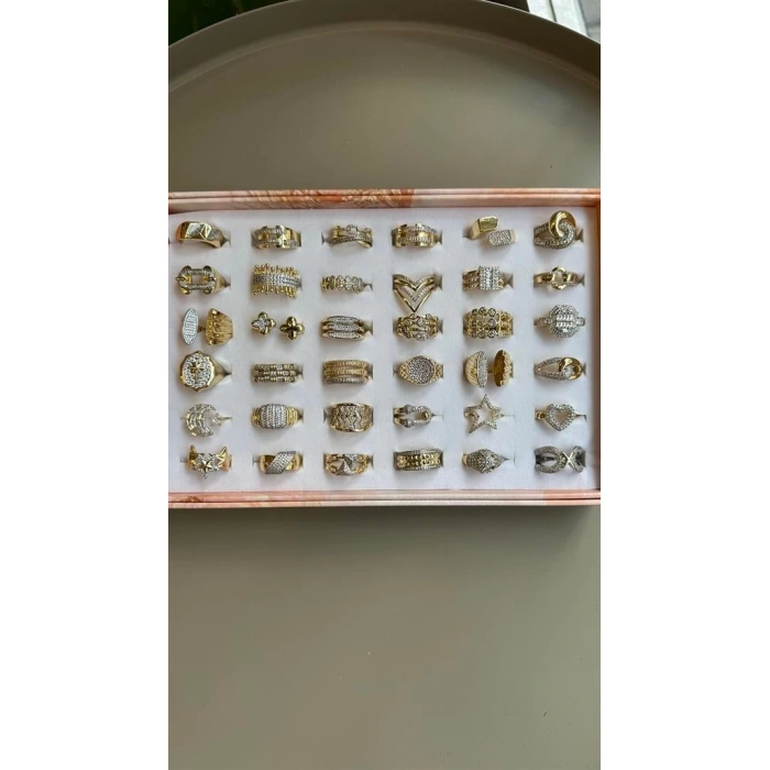 36lı İki Renkli Yüzük - Altın