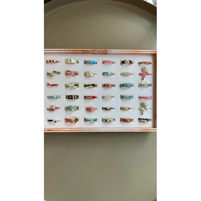 36lı Renkli Yüzük - ÇOK RENKLİ