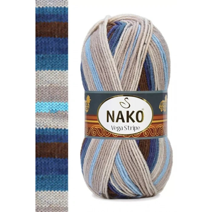 5 Adet Vega Stripe Premium Akrilik El Örgü İpi Yünü No: 82422