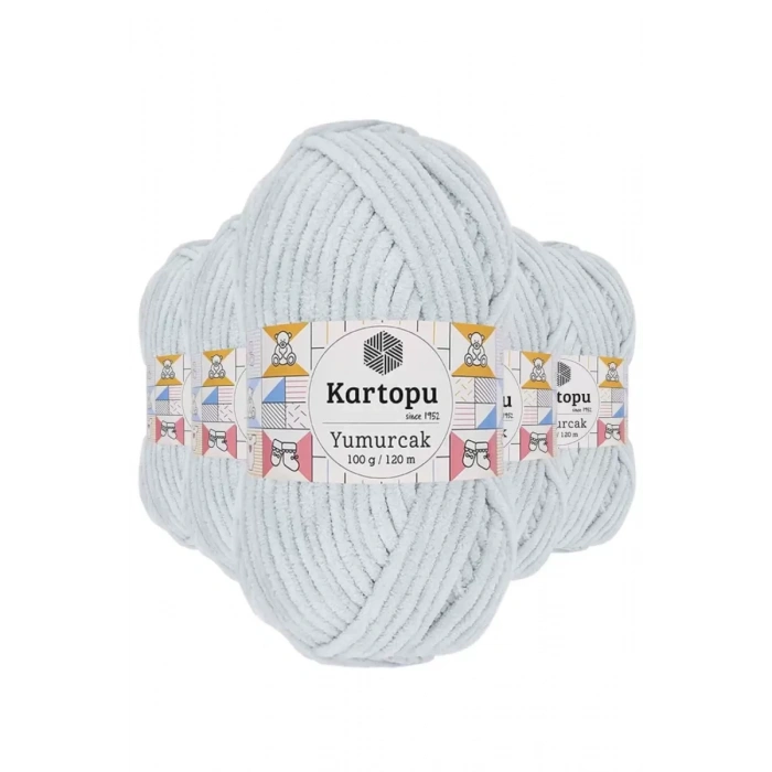 5 Adet Yumurcak Kadife El Örgü İpi Açık Gri K919