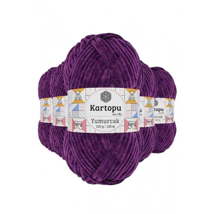 5 Adet Yumurcak Kadife El Örgü İpi Açık Mor K719