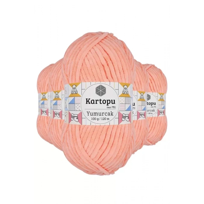 5 Adet Yumurcak Kadife El Örgü İpi Somon K218