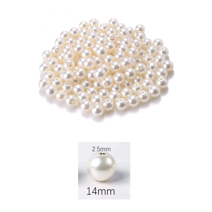 500 gram 14mm Krem Renk Plastik İnci Boncuk Çanta ve Takı Yapım Boncuğu (~270 adet)