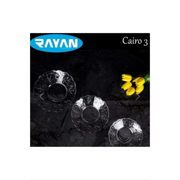 6lı Cam Tabak Güneş Yıldız Gül 3 Model Royaleks-G-405
