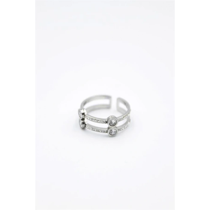 6lı İkili Taşlı Yüzük - Gümüş