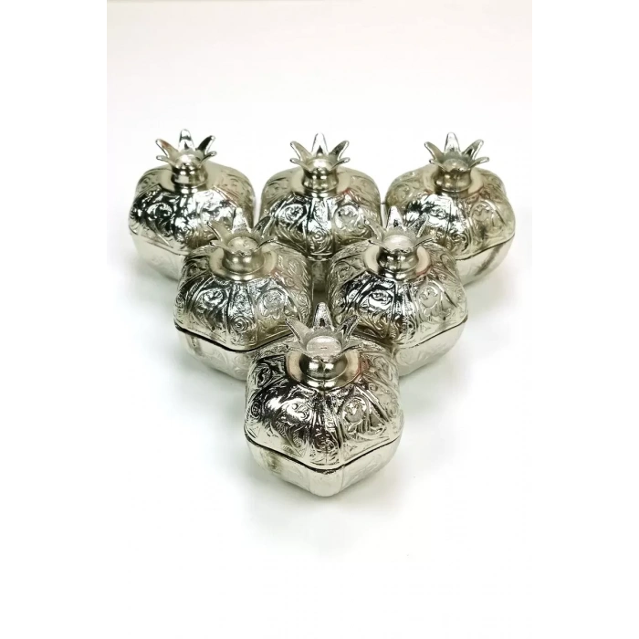 6 Lı Mini Eskitme Osmanlı Temalı Açık Renk Nar Lokumluk Sunum