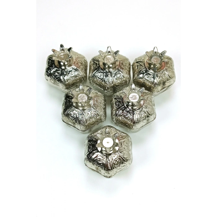 6 Lı Mini Eskitme Osmanlı Temalı Açık Renk Nar Lokumluk Sunum