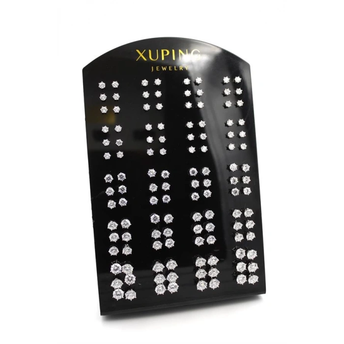 60lı Zirkon Altıgen Tektaş Küpe - Gümüş