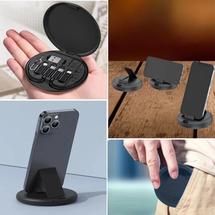 60w Destekli Kablo Kutusu Seyahat Kablo Seti 5i 1 arada USB Type-C Şarj Kablosu Seti