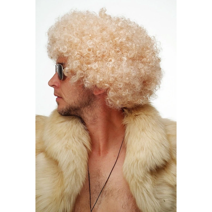 Altın Renk Kıvırcık Afro Parti Peruğu