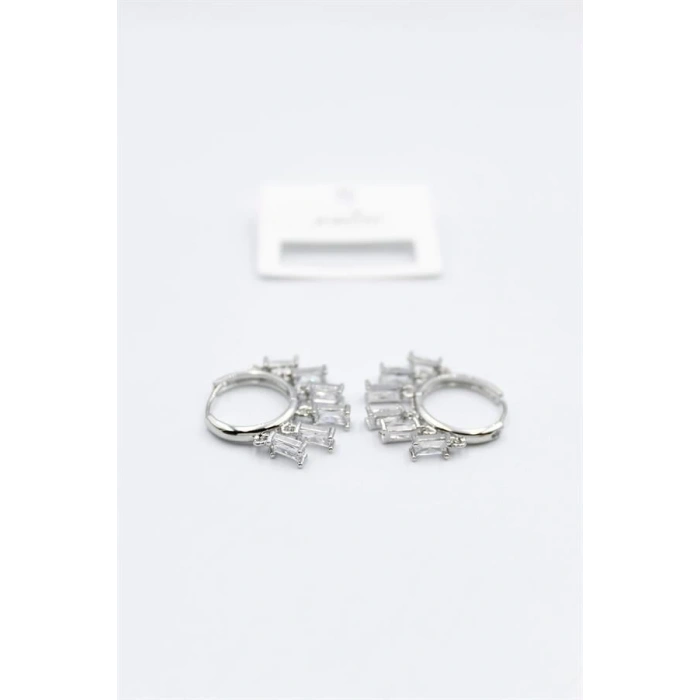 Baget Taşlı Shakira Küpe - Gümüş