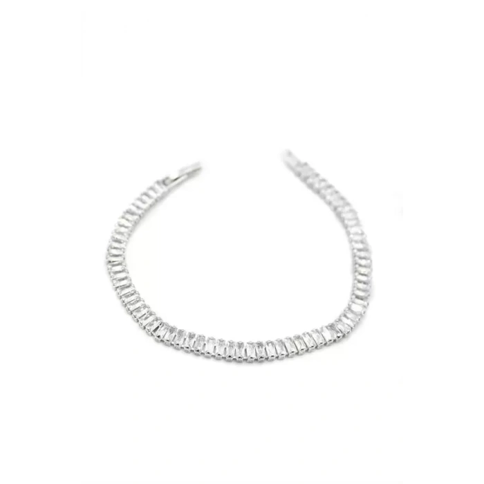 Baget Taşlı Su Yolu Bileklik - Gümüş