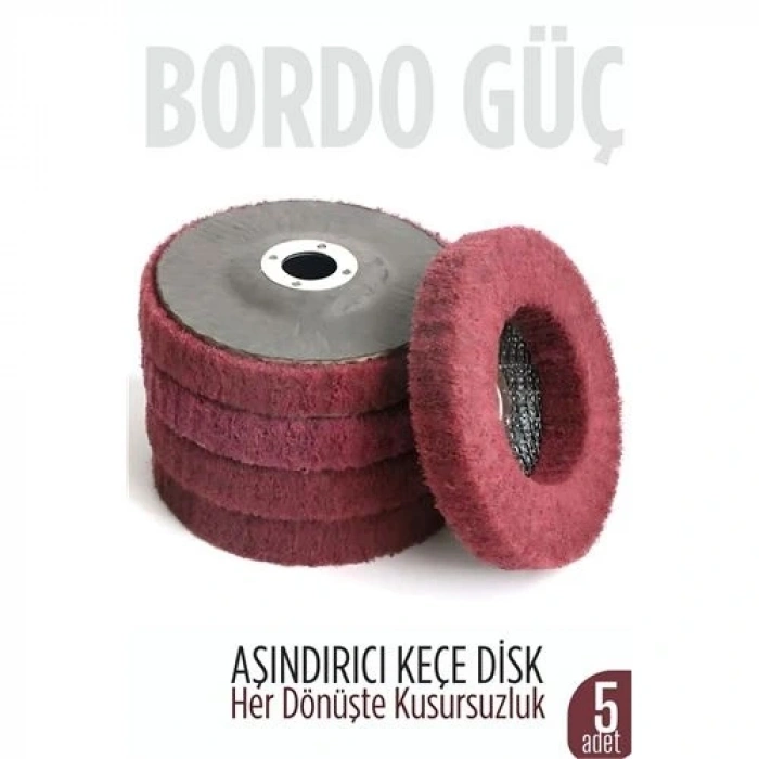 BFS 11 cm Endüstriyel Aşındırıcı Keçe Disk – 22 mm İç Çaplı Zımpara Fırçası 5 adet