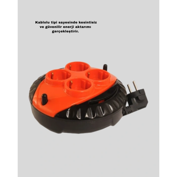 BFS 3 Metre Uzatma Kablolu 4 Prizli Makara Kırmızı
