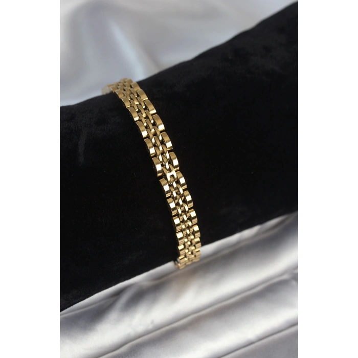 Mey İthalat® 316L Çelik 7 mm Kalınlıkta Gold Renkli Erkek Bileklik