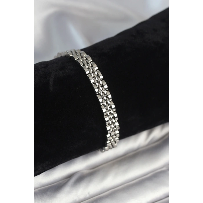 Mey İthalat® 316L Çelik 7 mm Kalınlıkta Gümüş Renkli Erkek Bileklik