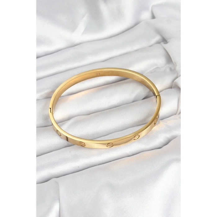 Mey İthalat® 316L Çelik Gold Renk 65 mm Kadın Kelepçe Bileklik