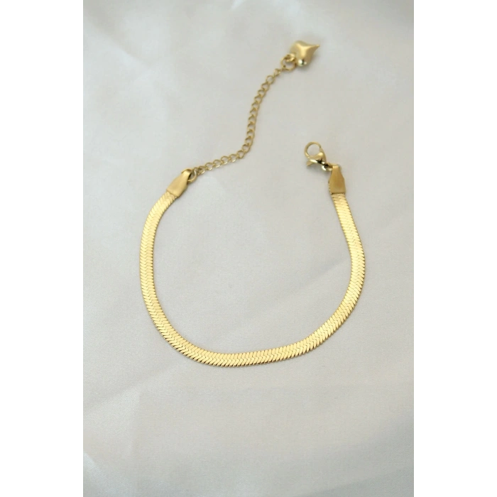 Mey İthalat® 316L Çelik Gold Renk İtalyan Zincirli Bileklik