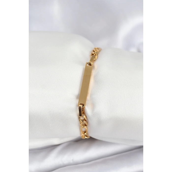Mey İthalat® 316L Çelik Gold Renk Yazı Yazmaya Uygun Kadın Bileklik