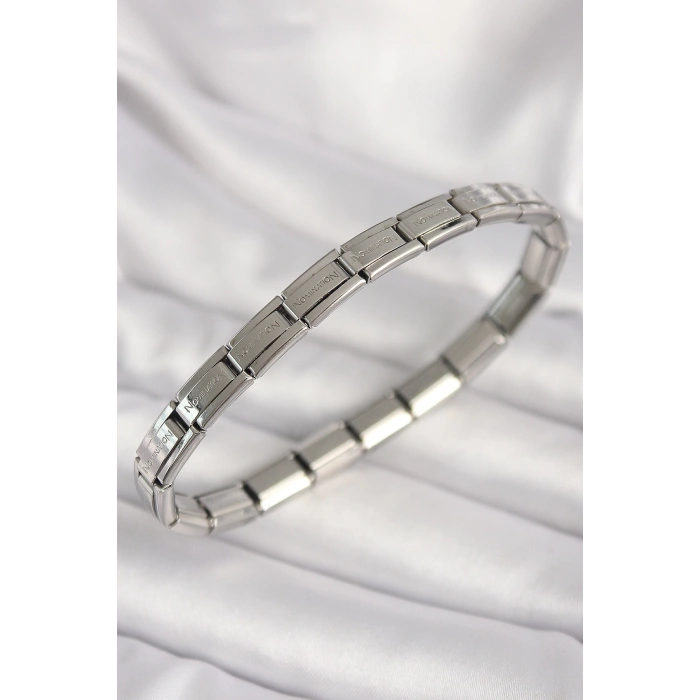 Mey İthalat® 316L Çelik Gümüş Renk İnce Yazılı Nomination Kadın Bileklik