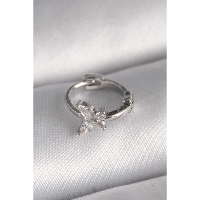BFS 316L Çelik Gümüş Renk Zirkon Taşlı Kelebek Model Tragus Piercing