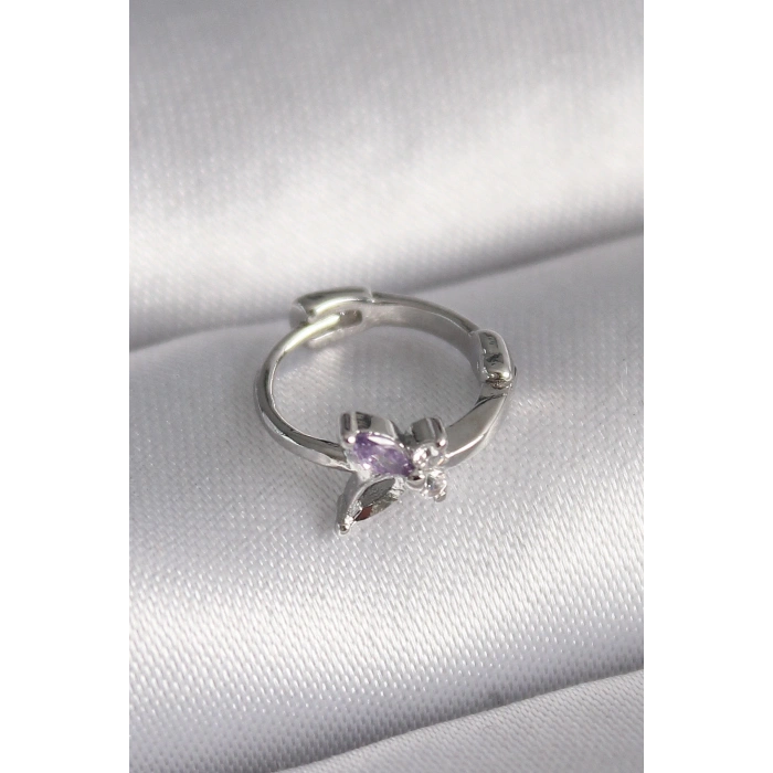 BFS 316L Çelik Gümüş Renk Zirkon Taşlı Kelebek Model Tragus Piercing