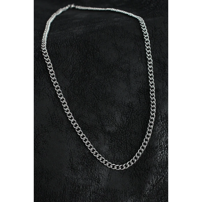 BFS 316L Çelik Klasik Oval Zincir Model Gümüş Renk Erkek Kolye