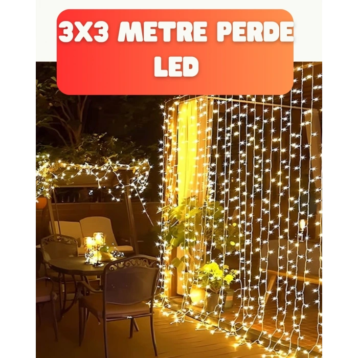 BFS 3x3 Metre Şelale LED Perde Işık İç Dış Mekân Dekorasyonu