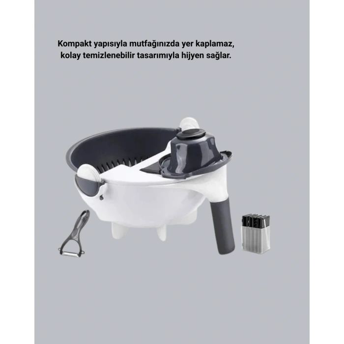 BFS 5 Fonksiyonlu Döner Rende Süzgeçli Çok Amaçlı Sebze Doğrayıcı Kaymaz Tabanlı