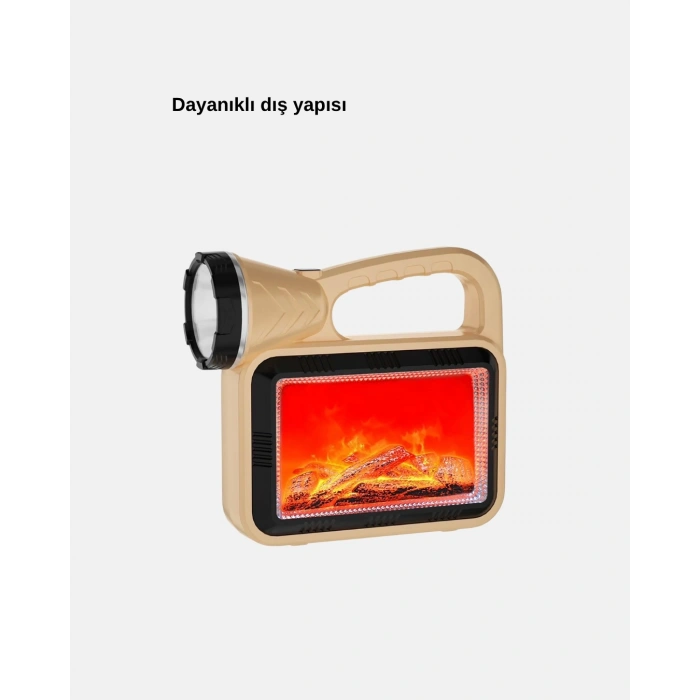 BFS Alev Efektli Solar Lamba COB Işıklı Taşınabilir Bahçe Kamp Aydınlatma