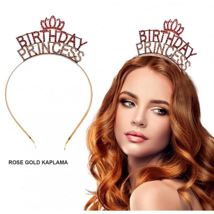 BFS   Birthday Princess Kristal Taç – Rose Gold Kaplama