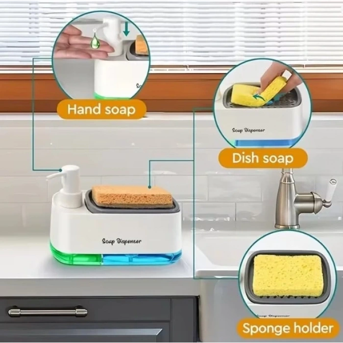 BFS Çift Hazneli Sıvı Sabunluk ve Süngerlik Hazneli