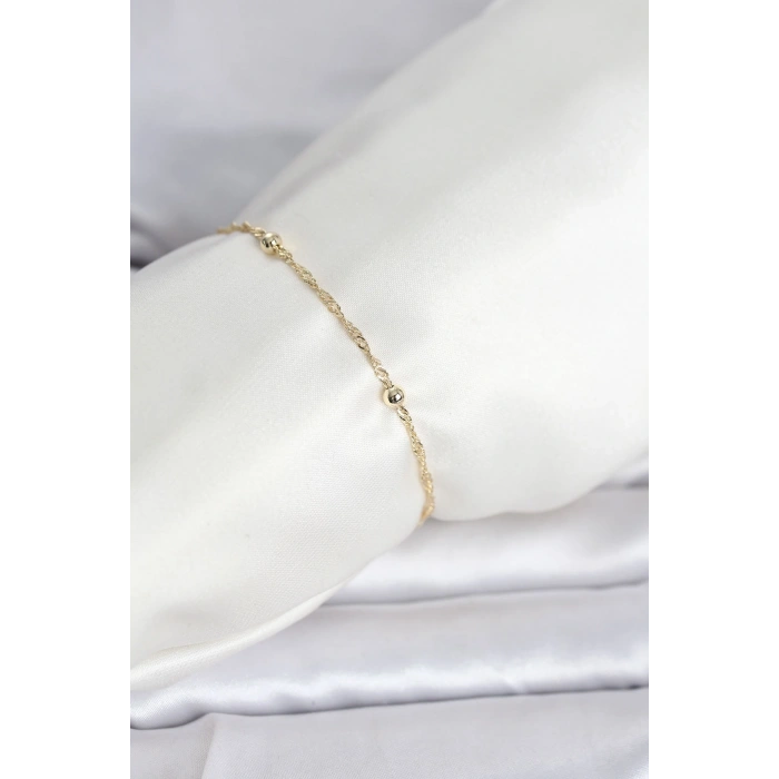 Mey İthalat® CM 14K Gold Renk Burgu Topçuk Model Kadın Bileklik