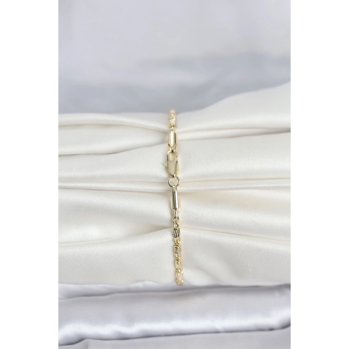 Mey İthalat® CM 14K Gold Renk Burgu Zincirli Model Kadın Bileklik
