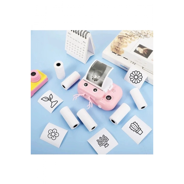 BFS Çocuk Kamera Baskı Kağıdı, 5’li Rulo 57x25mm Çekirdekli Fotoğraf Baskı Termal Kağıt Rulo