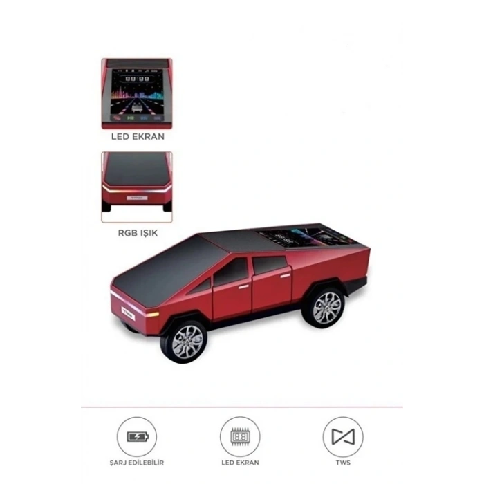BFS D68 Cyber Model Araba Tasarımlı Bluetooth Hoparlör 15w Güçlü Ses Rgb Led /tws/usb Kırmızı