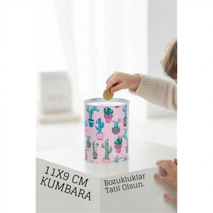 BFS Desenli Metal Kumbara | 11x9 cm - Tasarruf ve Dekorasyon Bir Arada