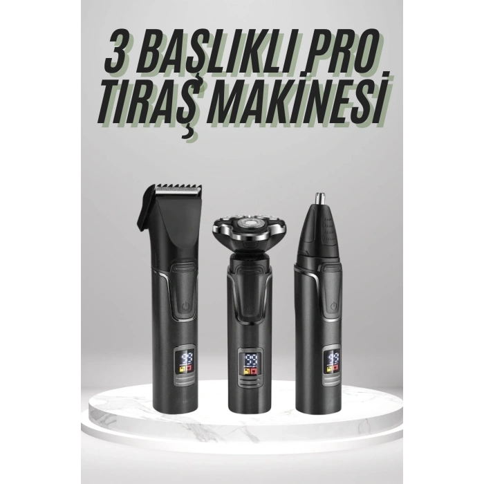 BFS Dijital Göstergeli 3 Başlıklı Tıraş Makinesi Islak Kuru Lazer Öncesi Günlük