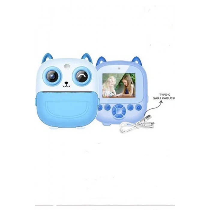 BFS Dijital Video Fotoğraf App Destekli Çocuk Kamerası Termal Resim Kağıt Baskılı Yazıcı Mavi
