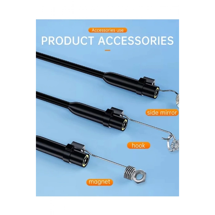 BFS Endoskop Yılan Video Kamera Ios Ve Android Uyumlu Led’li 10 Metre 8 Mm Sert Kablo 2mp