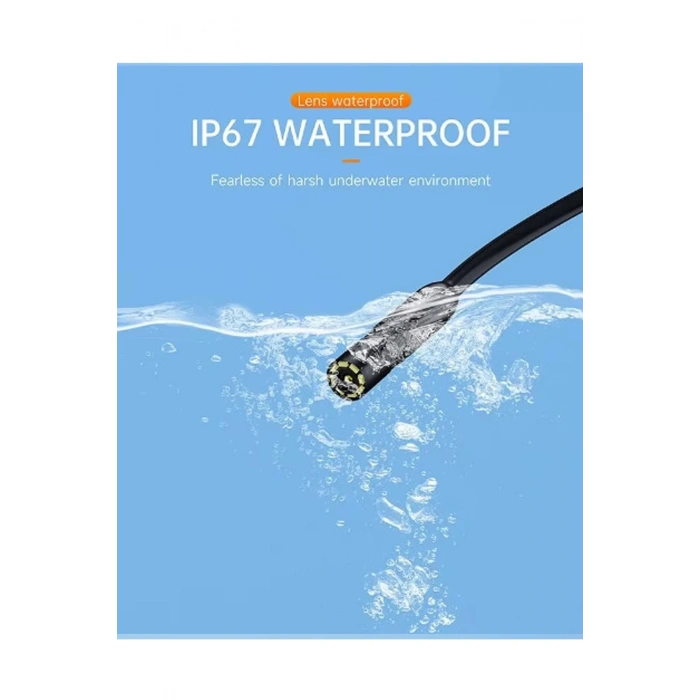 BFS Endoskop Yılan Video Kamera Ios Ve Android Uyumlu Led’li 10 Metre 8 Mm Sert Kablo 2mp