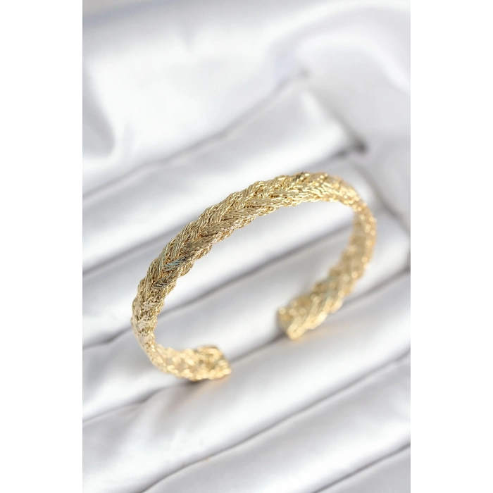 Mey İthalat® Ezme Zincir Model Gold Renk Kadın Bileklik