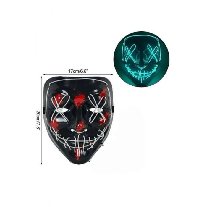 BFS Hallowen Parti Maskesi Neon Led Işıklı Maske 3 Modlu Cadılar Bayramı Maskesi