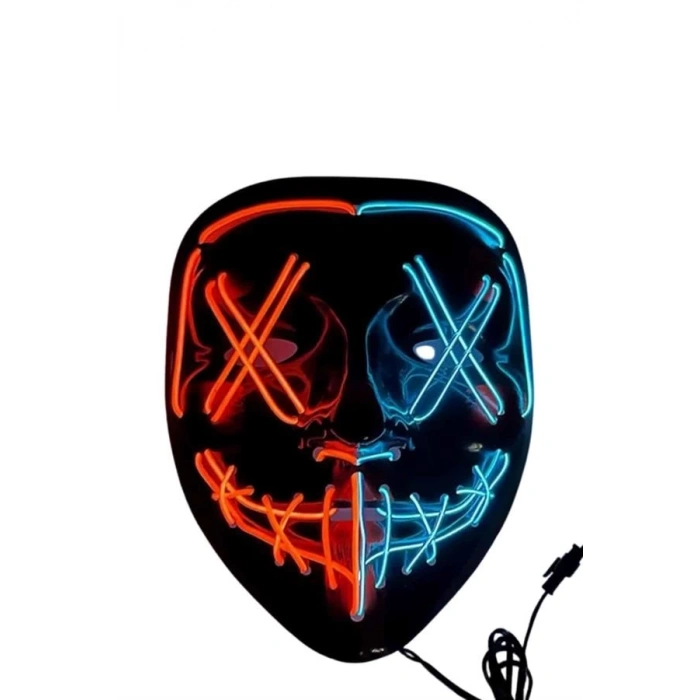 BFS Hallowen Parti Maskesi Neon Led Işıklı Maske 3 Modlu Cadılar Bayramı Maskesi