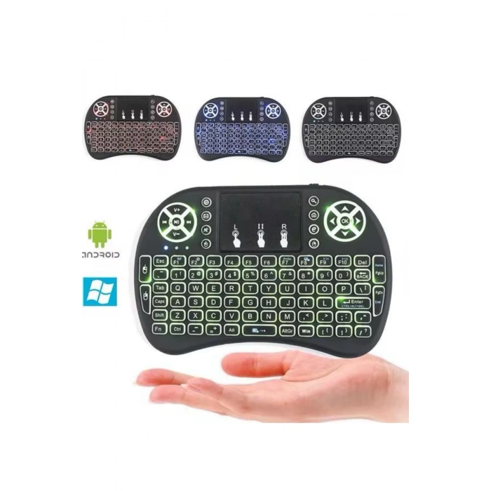 BFS Işıklı Kablosuz Mini Klavye ve Dokunmatik Mouse Seti Türkçe Kablosuz