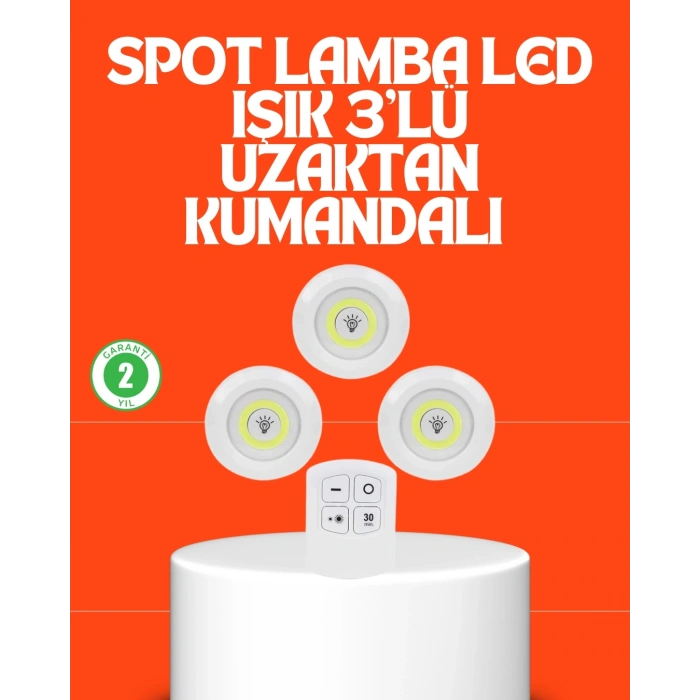 BFS Kablosuz 3 Lü Spot Led Lamba Seti Uzaktan Kumandalı Enerji Tasarruflu Aydınlatma