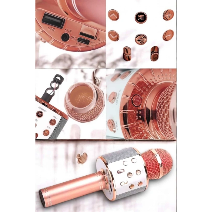 BFS Kablosuz Bluetooth Karaoke Mikrofon USB ve AUX Girişli, Yüksek Ses Kalitesi